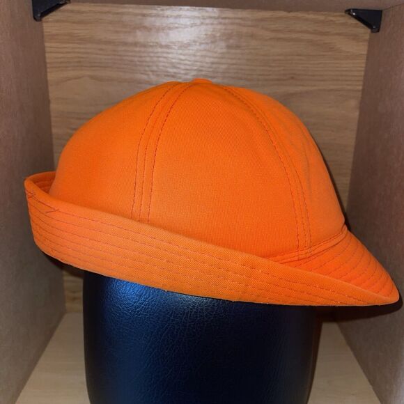 Vintage Youngan Blaze Orange Hunting Brimmed Ear Flap Mens Hat Size M Winter Cap - Picture 2 of 12